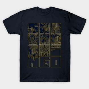 Santo Domingo, Dominican Republic City Map Typography - Gold Art Deco T-Shirt